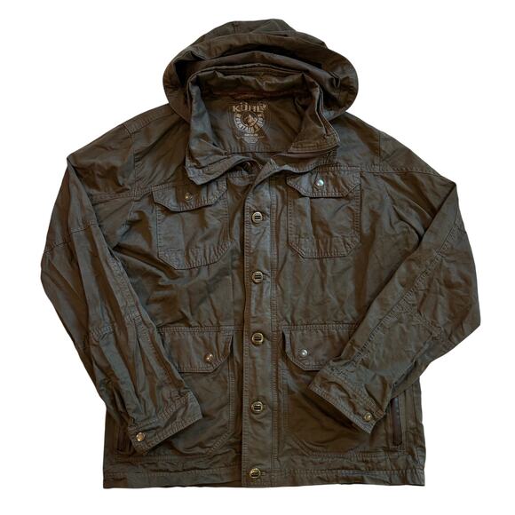 Kuhl Kollision Field Jacket Mens Sz Medium Green Hideaway Hood Dynawax Outdoor - Picture 1 of 15